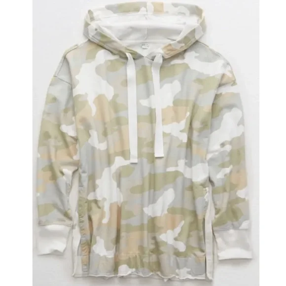 aerie Tops Aerie Oversized Sun Washed Desert Camo Hoodie Size